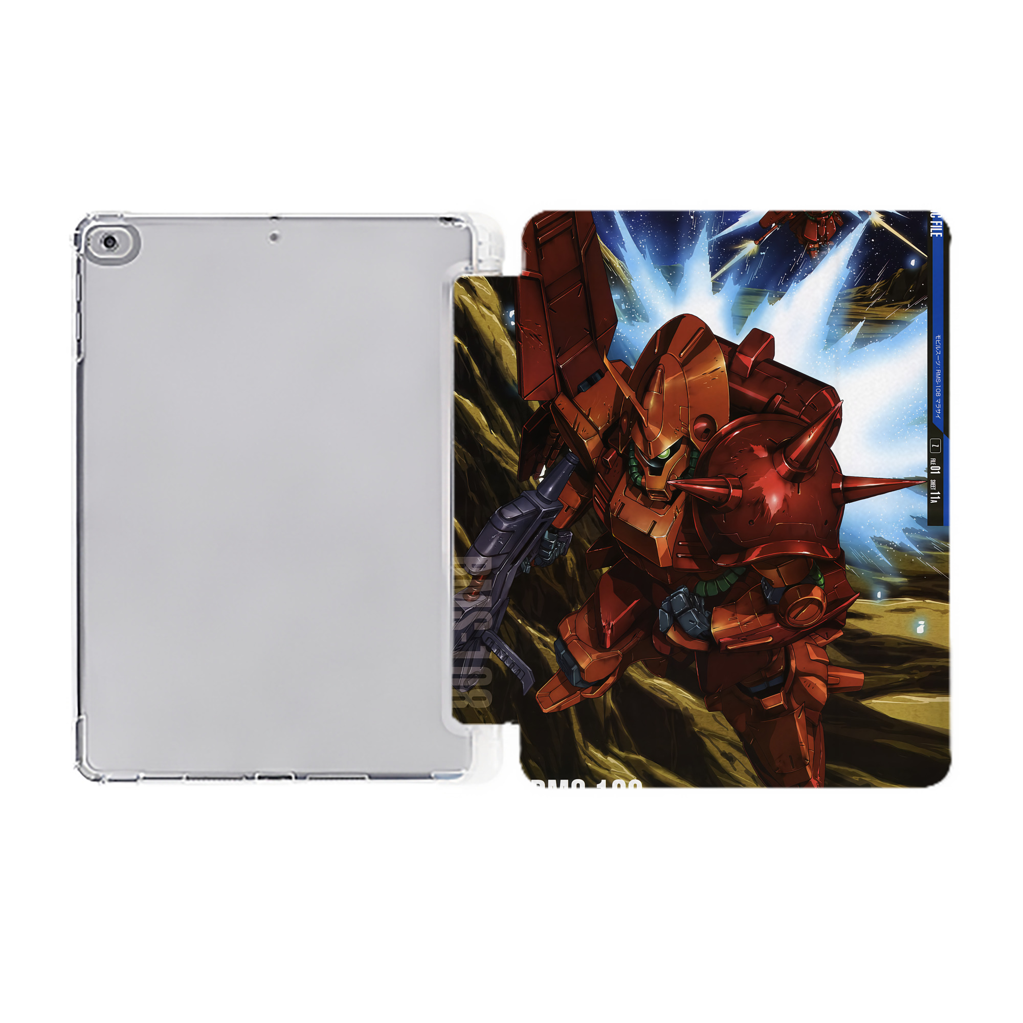 （画像用） 機動戦士ガンダム Mobile Suit Gundam IPad ケース ペン収納付き 三つ折りスタンド PUレザー×シリコン 対応機種9.5/10.5/10.9インチ